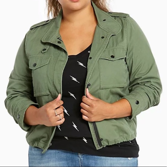 Torrid Army Green Twill Utility Jacket 